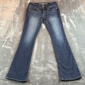 American Eagle Women's Jeans Kick Boot Size 0‎ Low Rise Dark Wash